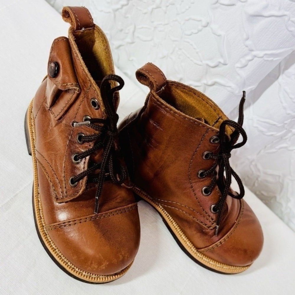Mikoleon Brown Leather Heirloom Classic Lace Up Boots Shoes Kid's Size 23 US 7 - Picture 6 of 9